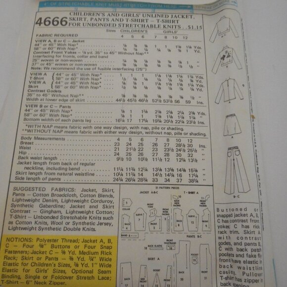 Vintage 70s McCalls outfit sewing pattern 4666 - Picture 2 of 2